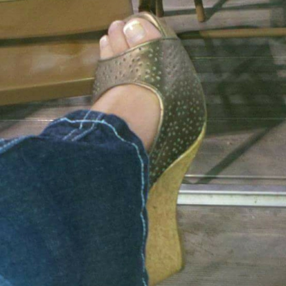Sling back wedge shoes sandals